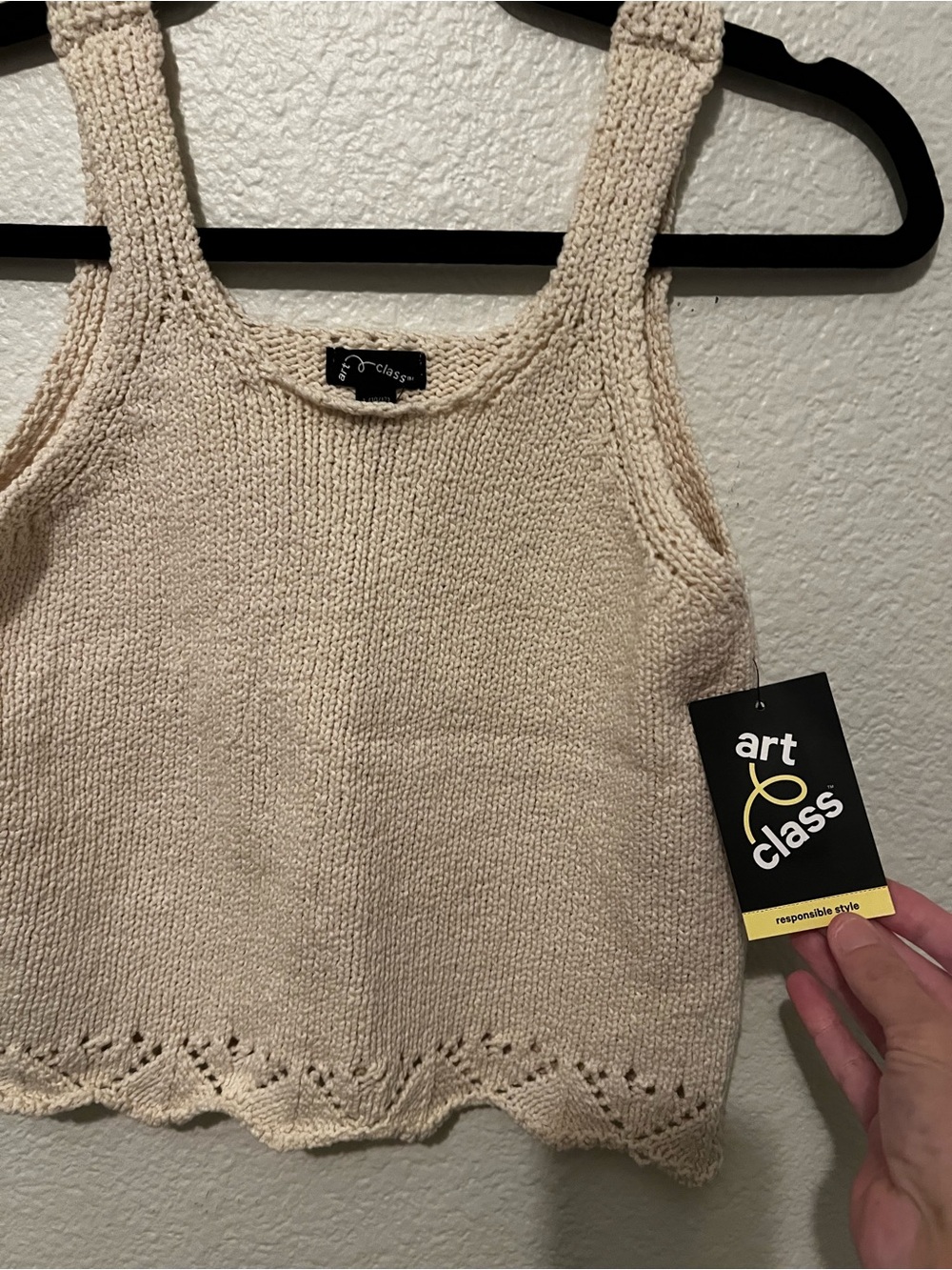 Art Class Cream Knit Tank Top for Girls